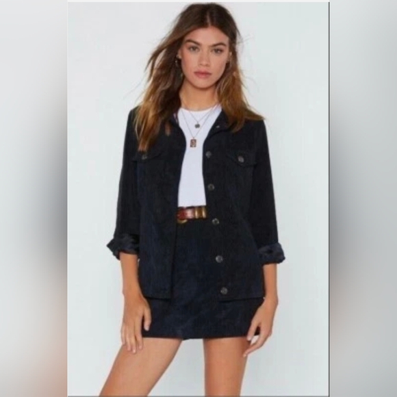 NWT Nasty Gal Women's Black Corduroy Lined Jacket - Picture 7 of 8
